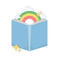 world book day concept. open book with rainbow. love and enjoy reading books. knowledge and science. elementsymbol or icon. minimalist style design illustration. vector