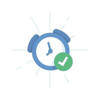 time management concept. alarm clock with check mark, which symbolizes that the reminder has been successfully activated in the mobile app. for ui design, mobile app features. Design illustration. vector