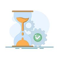 Efficient Process Concept with gears, hourglass and checkmarks. Time management and successful completion of tasks. Ideal for themes related to workflow optimization or project management. design vector