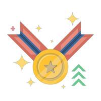 Achievement concept, medal necklace with arrow pointing up. user leveling up in an app or website. rewards, progress or unlocking new benefits in a gamification system. Flat illustration. vector