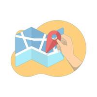 Map concept with location pin, add address or set location in mobile app. for UI design, navigation app, GPS service and e-commerce platform. Flat design illustration. vector