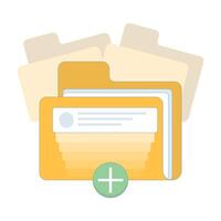 digital storage concept, multiple file folders with documents in them, well-organized file management system. document organization, cloud computing, and easy access. flat design illustration. vector