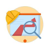 Business, market or sales growth concept. Upward arrow chart with magnifying glass. Data analysis and financial forecast. For presentations, reports, economic trends. Flat design illustration. vector
