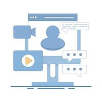 Online streaming multimedia player application training course concept. E-learning platform. Distance learning, courses, internet classes. Modern flat cartoon style design illustration. vector