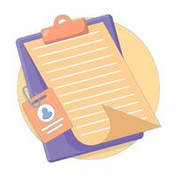 data security concept, clipboard with documents. personal data permission, privacy policy, or identity verification. consent form, online registration, and user authentication. flat illustration. vector