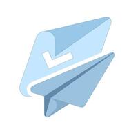 a sheet of paper with a check mark and a paper plane. successful delivery of data, documents or files. for mobile applications, presentations or any digital visual communication. Flat illustration. vector