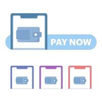 Mobile payment concept, smartphone screen showing digital wallet, pay now button. Represents mobile payments, online transactions and financial technology applications. Design illustration. vector