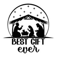 Christmas Nativity Scene with Biblical Typography vector