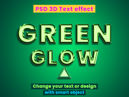 Creative luxury green glow 3d text effect mockup concept with glowing gradient 3d text mock up in bloom style psd