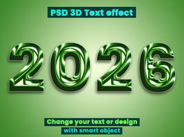2026 Glowing balloon style 3d text effect mockup with elegant gold letters in 3d text mock up format psd