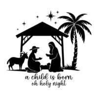 Elegant Christian Typography with Nativity Graphic vector