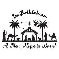 Christian Holiday Tee with Nativity Scene Graphic vector