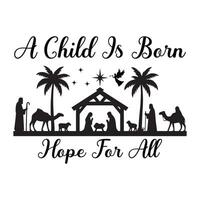 Jesus Birth Scene with Christian Typography Design vector