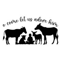 Sacred Christian Typography with Nativity Scene vector
