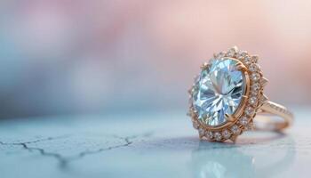 Elegant Rose Gold Engagement Ring with Sparkling Diamond Center photo