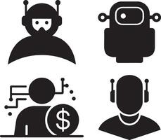Futuristic robot and AI icons set for technology and business vector
