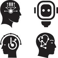 Four Icons Depicting Futuristic Technology and Artificial Intelligence vector