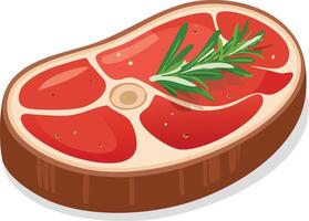 Steak with rosemary and meat on a white background vector