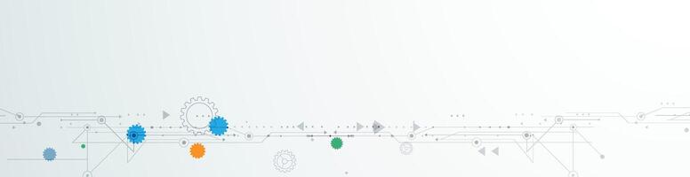 Abstract modern technology design. White circle, geometric shape, wave wireframe line pattern and circuit board on white - grey background. vector