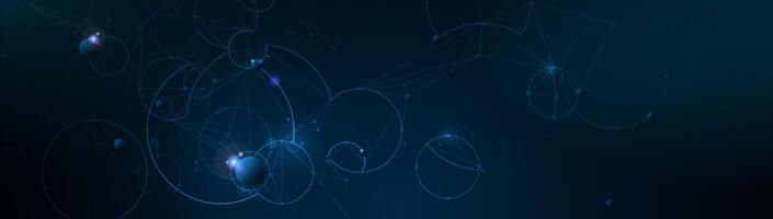 Technology on blue background. Abstract internet network connection design for web site. Digital data, communication, science and futuristic concept vector