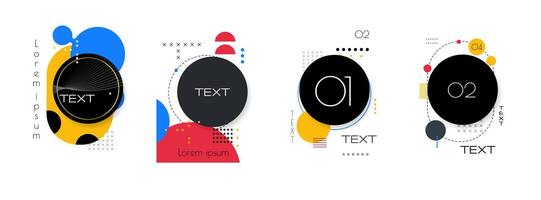 Set of poster. Modern graphic design with abstract geometric shapes, pattern and element compositions. Creative artwork for background, brochure, poster, cover and banner. vector