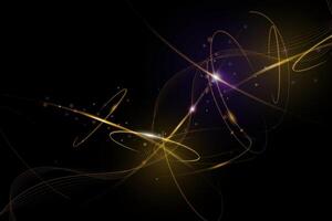 Abstract chaos, gold wave line pattern, flow line and particle dot on dark color background. Modern futuristic, design for background. vector