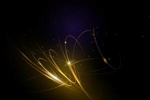 Abstract chaos, gold wave line pattern, flow line and particle dot on dark color background. Modern futuristic, design for background. Digital high tech, energy technology concept vector