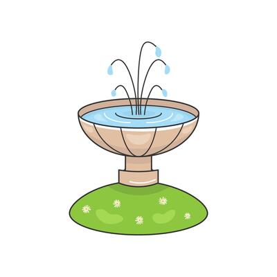 Doodle-style water fountain with dynamic splashes, water ripple effect and vibrant colors. Playful Park Illustration Perfect for urban designs, summer merchandise, and travel-related projects