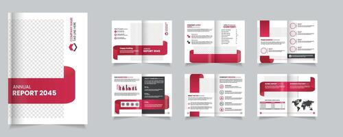 Annual Report 2045 Design Layout Featuring Modern Graphics and Data Presentation, corporate company profile vector