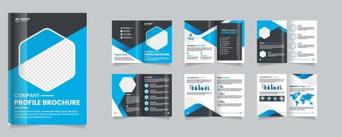 Brochure Design Layout for Company Profile With Modern Graphics and Information Sections, multipage brochure design. vector