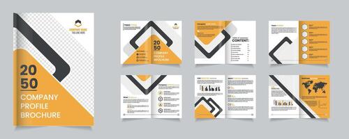 Company Profile Brochure Showcasing Modern Design and Layout Elements for Business Promotion, multipage brochure design. vector