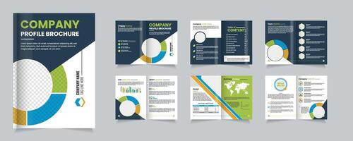 Company Profile Brochure Showcasing Services and Features in a Modern Design, editable template layout. vector
