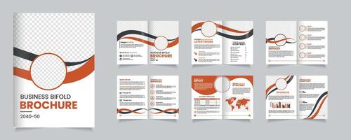 Business Bifold Brochure Design Showcasing Services and Statistics in a Modern Layout, corporate brochure editable template layout vector