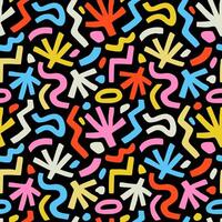 Abstract Hand Drawn Backgrounds with Floral Shapes. Colorful Bright Freehand Seamless Pattern. Backdrop for Textile Prints, Wallpapers, Decorative Wrapping Paper, Package. vector