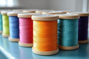 A spool of thread with different colors of thread photo