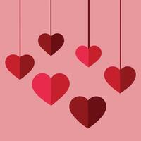 Stylish Red Hanging Hearts Design on a White Background for Valentine s Day vector