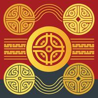 Elegant Chinese Traditional Curved Lines Pattern with Graceful Flows vector