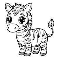 Adorable Kawaii Zebra Cartoon Character Munching on Grass vector