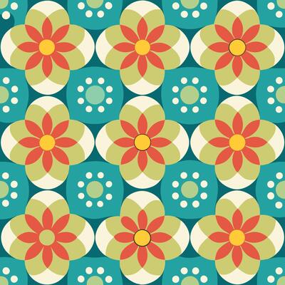 Seamless Geometric Pattern with Dots in the Shape of F Scattered Randomly