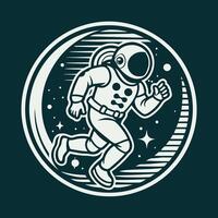 Astronaut Running with Motion in Space Illustration vector