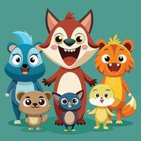 A Lively Assemblage of Cartoon Characters Expressing Diverse Emotions vector
