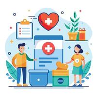 UI Illustration of Healthcare Donations for Charitable Causes vector