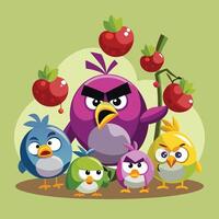 Whimsical Cartoons Indulging in a Grapevine Feast vector