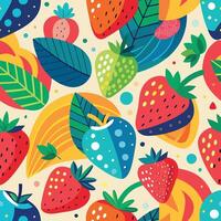 Vibrant Seamless Pattern Featuring a Tapestry of Delightful Strawberries vector