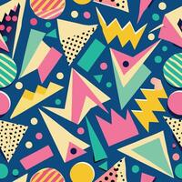 Abstract Retro Memphis Pattern with Geometric Shapes vector