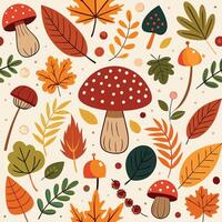 Autumn Season Seamless Pattern with Elements of Nature vector