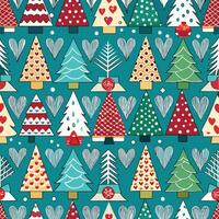Enchanting Christmas Patterns Adorned with Recurring Fir Trees vector