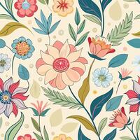 Vibrant and Seamless Floral Patterns in Pastel Hues on a Light Background vector