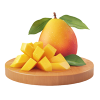 Fruit cutting setup with mango png