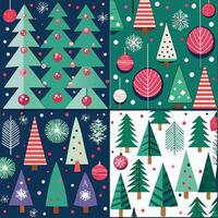 Seamless New Year s Eve Patterns with Repeating Spruce Tree Motifs vector
